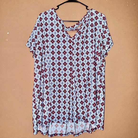 Roz & Ali Women's Blouse Purple Graphic Boho Floral Top - Size 2XL - Picture 3 of 8